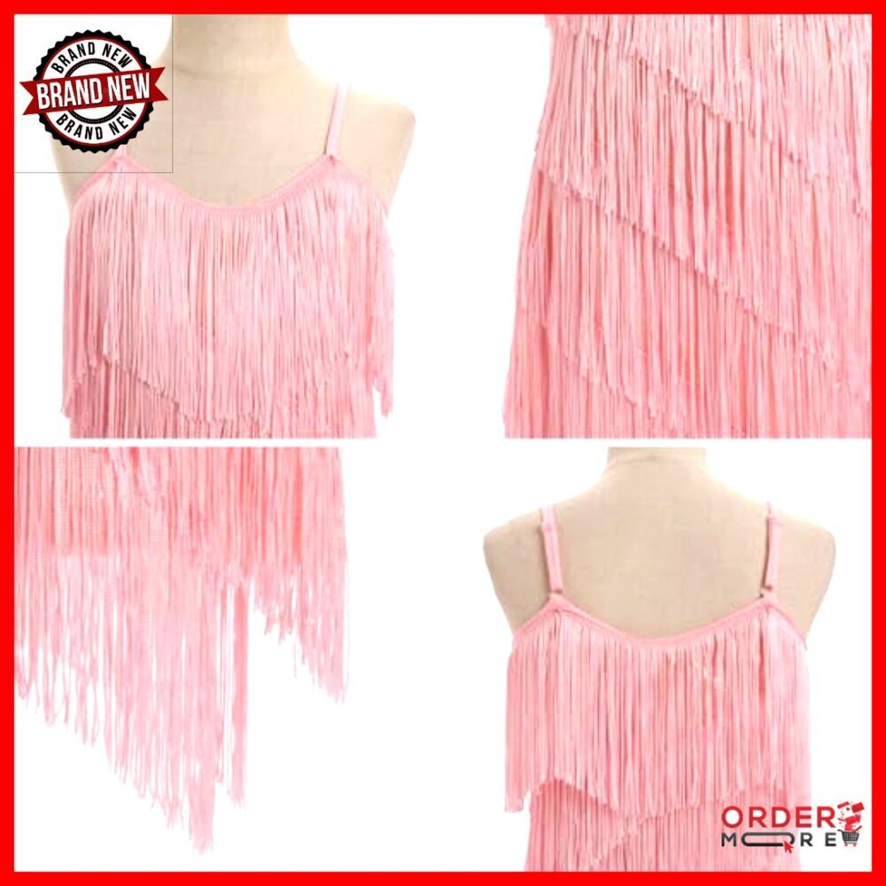 Girls 1920s Flapper Dress with Sequins Tassels Fringe Latin Dance Costume - Picture 5 of 7